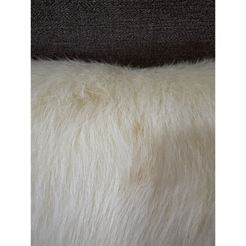 Vintage Fur Hand‎ Muff ~ Real White Rabbit Fur ~ 9 Inch Soft Warmer with Handle
